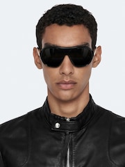 AllSaints Black Miro Perf Bomber Jacket - Image 4 of 8