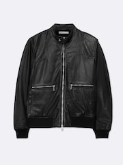 AllSaints Black Miro Perf Bomber Jacket - Image 8 of 8