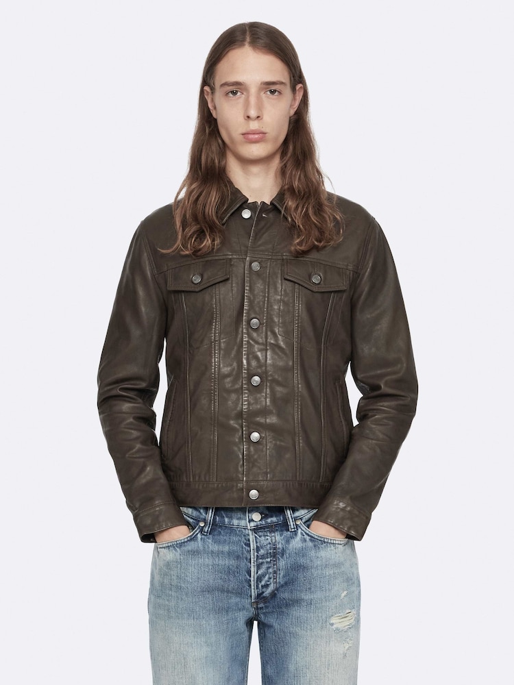 AllSaints Green Chaiyo Trucker Jacket - Image 1 of 8