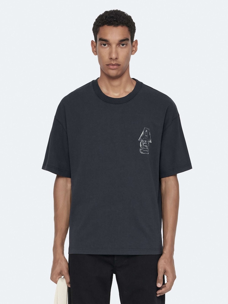 AllSaints Blue Roller Short Sleeve Crew Neck T-Shirt - Image 1 of 8
