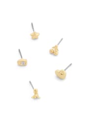COACH Gold Signature Rexy Motif 5-Piece Single Stud Earring Boxed Set - Image 3 of 4