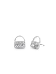 Sudraba tonis - COACH Iconic Charms Pavé rokassomas auskari ar auskariem - Attēls 1 no 3