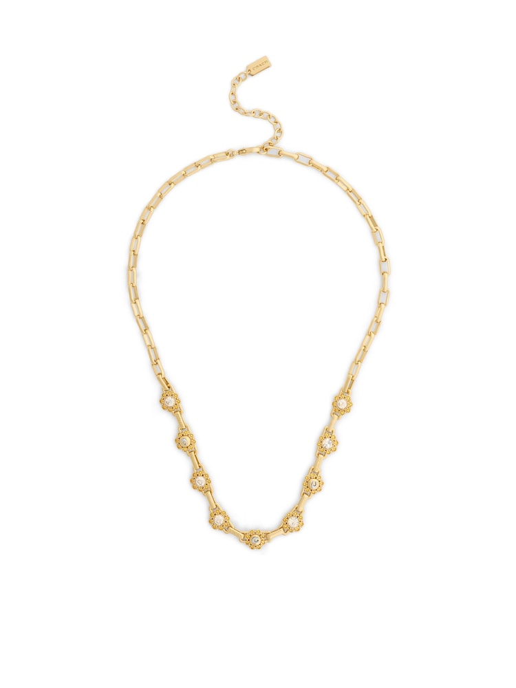COACH Gold Tone Heirloom Tea Rose Bib Necklace - Image 2 of 3