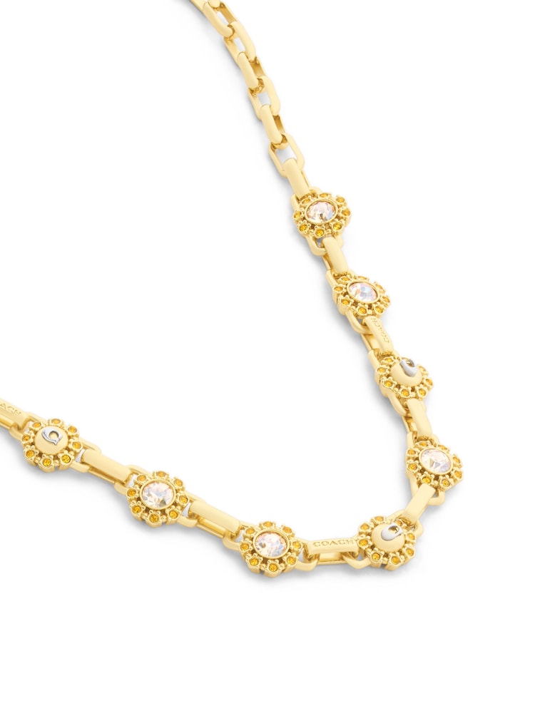 COACH Gold Tone Heirloom Tea Rose Bib Necklace - Image 3 of 3