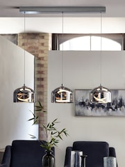 Smoke Grey Helix 3 Light Linear Ceiling Light Pendant - Image 1 of 9