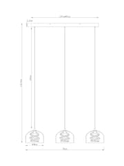 Smoke Grey Helix 3 Light Linear Ceiling Light Pendant - Image 9 of 9