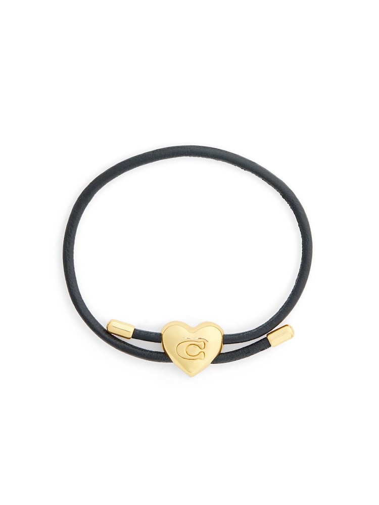 COACH Black Signature Heart Leather Bracelet - Image 2 of 3 COACH Black Signature Heart Leather Bracelet - Image 2 of 3