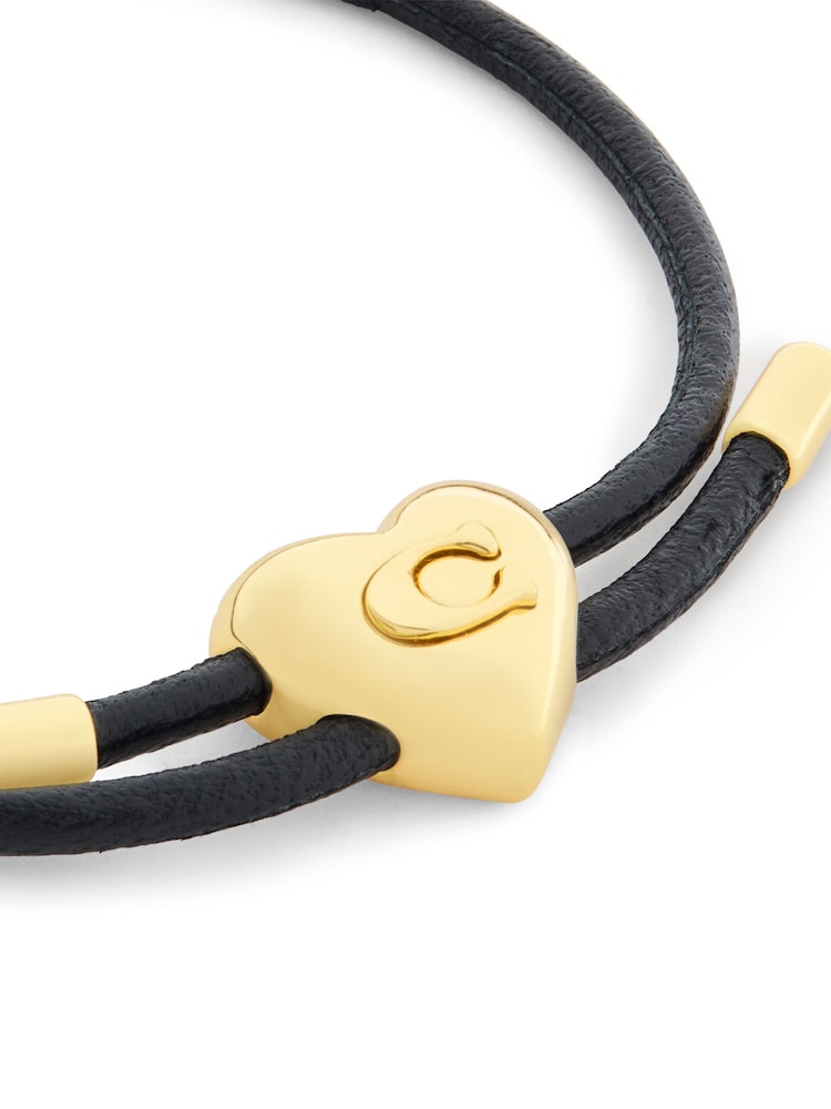 COACH Black Signature Heart Leather Bracelet - Image 3 of 3 COACH Black Signature Heart Leather Bracelet - Image 3 of 3