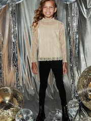 Gold High Neck Sparkle Mesh Top (3-16yrs) - Image 2 of 7