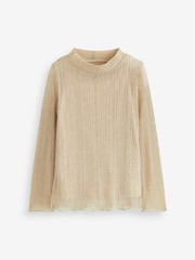 Gold High Neck Sparkle Mesh Top (3-16yrs) - Image 5 of 7