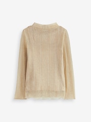Gold High Neck Sparkle Mesh Top (3-16yrs) - Image 6 of 7