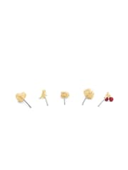 COACH Gold Signature Enamel Heart Motif 5-Piece Single Stud Earring Boxed Set - Image 2 of 4