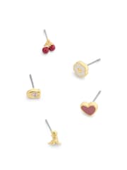 COACH Gold Signature Enamel Heart Motif 5-Piece Single Stud Earring Boxed Set - Image 3 of 4