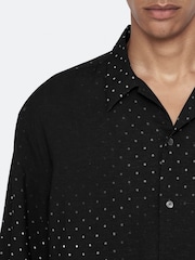 AllSaints Black Fade Polka Short Sleeve Shirt - Image 4 of 8