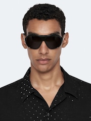 AllSaints Black Fade Polka Short Sleeve Shirt - Image 6 of 8