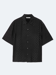 AllSaints Black Fade Polka Short Sleeve Shirt - Image 8 of 8