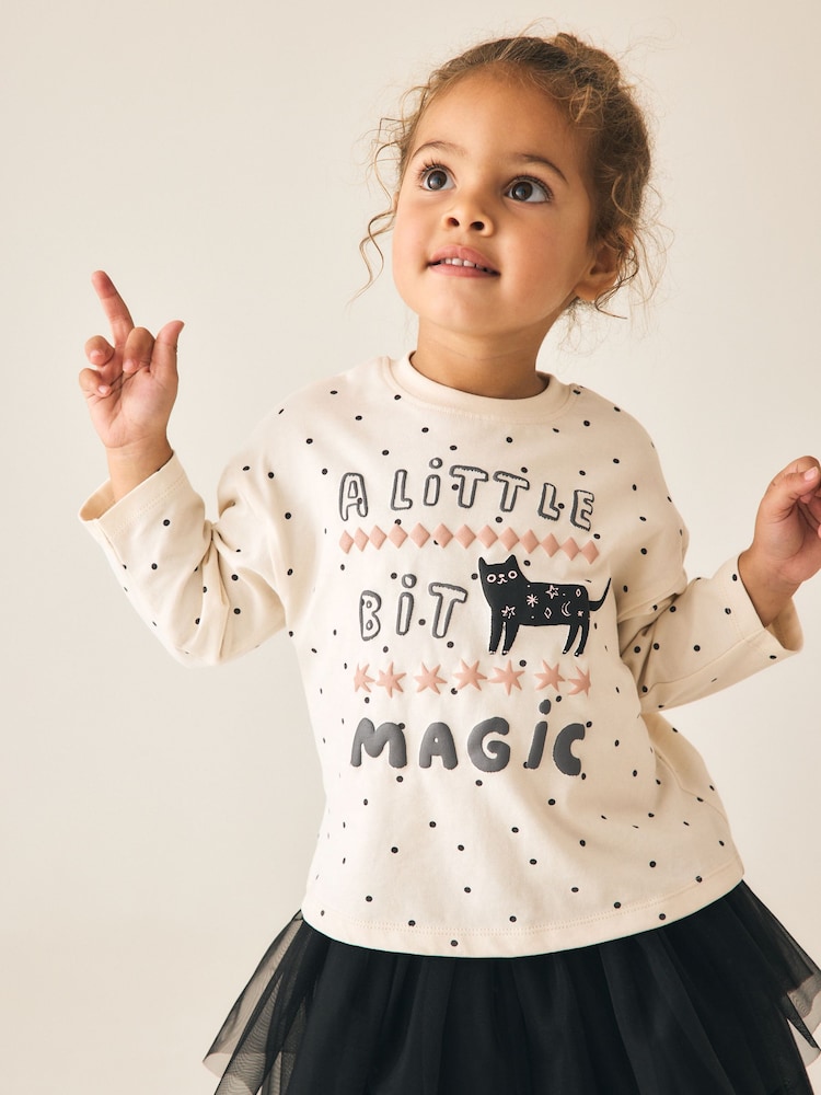 Cream Cat Halloween Long Sleeve Top (3mths-7yrs) - Image 1 of 8