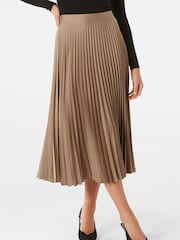 Forever New Gold Ester Satin Pleated Skirt - Image 1 of 5