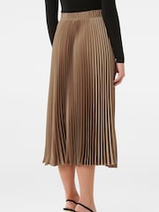 Forever New Gold Ester Satin Pleated Skirt - Image 2 of 5