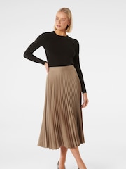 Forever New Gold Ester Satin Pleated Skirt - Image 3 of 5