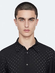 AllSaints Black Fade Polka Long Sleeve Shirt - Image 6 of 8