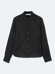 AllSaints Black Fade Polka Long Sleeve Shirt - Image 8 of 8