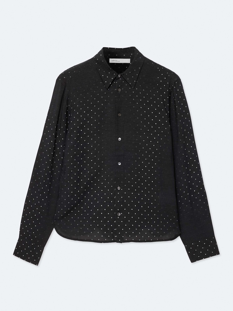 AllSaints Black Fade Polka Long Sleeve Shirt - Image 8 of 8
