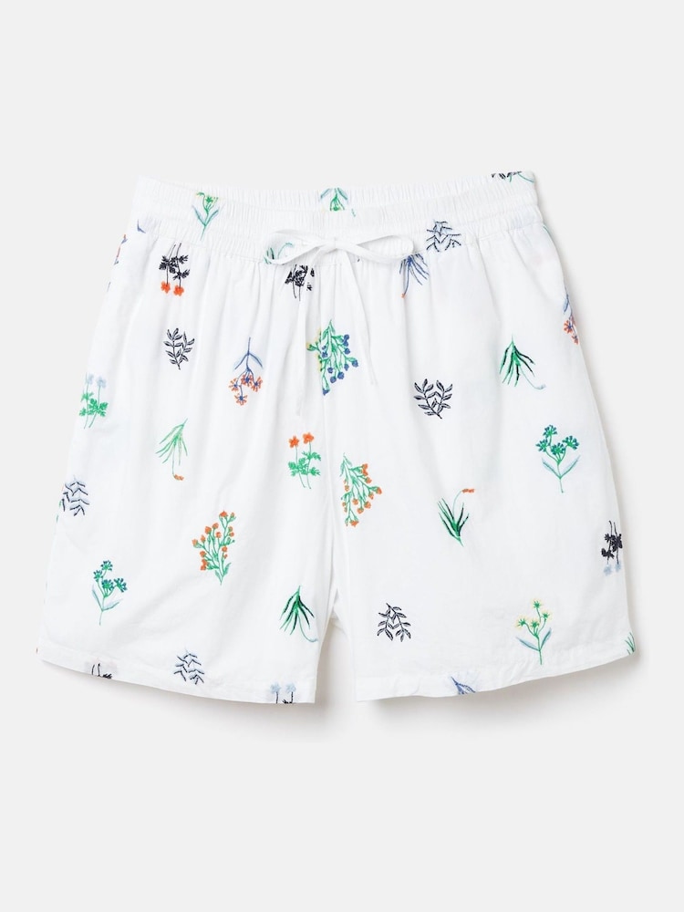 Joules Iris White Ground Embroidered Shorts - Image 7 of 7