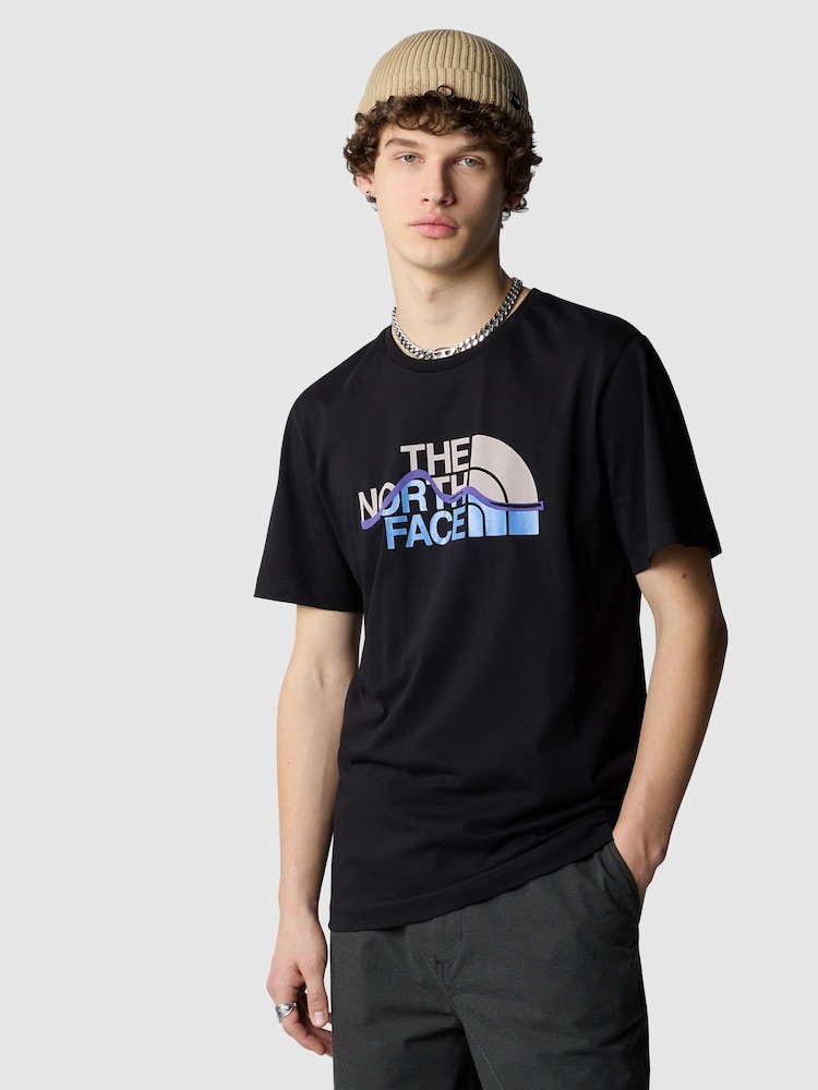 The North Face Black Mens Mountain Line Short Sleeve 100% Cotton T-Shirt - Image 1 of 4
