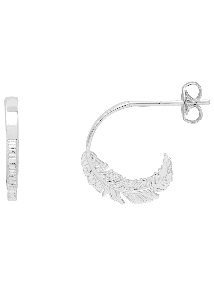 Estella Bartlett Silver Tone Feather Hoops - Image 2 of 3 Estella Bartlett Silver Tone Feather Hoops - Image 2 of 3