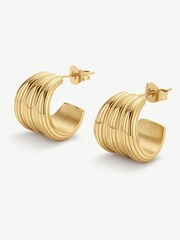D.Louise Gold Tone Ribbed Small Hoops - Image 4 of 4