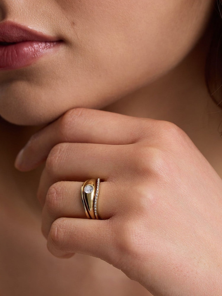D.Louise Gold Tone Pavé Curve Stacking Ring - Image 2 of 5 D.Louise Gold Tone Pavé Curve Stacking Ring - Image 2 of 5