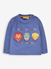 JoJo Maman Bébé Denim Dino Heads Appliqué Top - Image 1 of 3