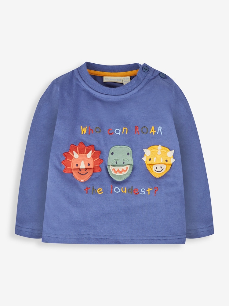 JoJo Maman Bébé Denim Dino Heads Appliqué Top - Image 1 of 3