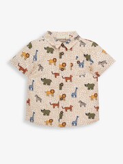 JoJo Maman Bébé Yellow Boys' Safari Animal Pebble Print Shirt - Image 1 of 2