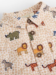 JoJo Maman Bébé Yellow Boys' Safari Animal Pebble Print Shirt - Image 2 of 2