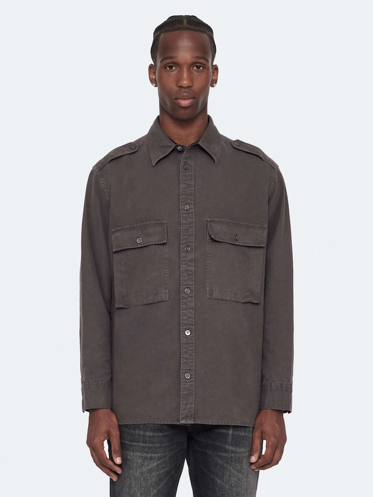 AllSaints Brown Hart Long Sleeve Shirt - Image 1 of 8