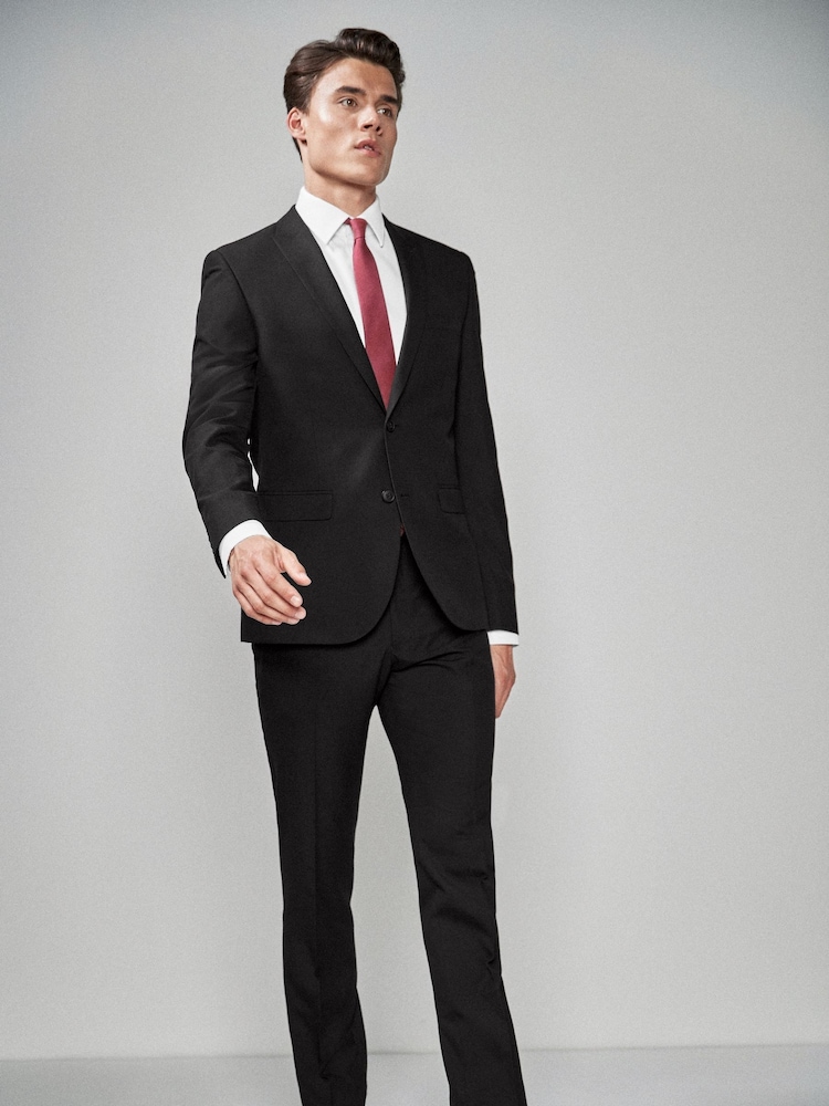 Black Skinny Fit Two Button Suit Jacket - Image 1 of 10