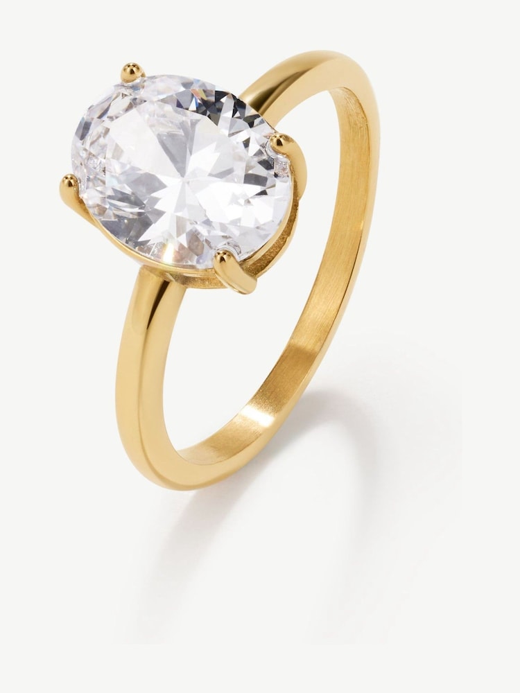 D.Louise Gold Oval Solitaire Diamond-Inspired Ring 2ct - Image 4 of 4