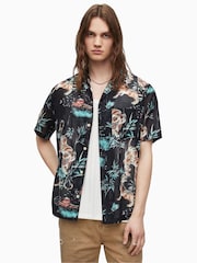 AllSaints Black Tagise 100% Cotton Shirt - Image 1 of 7