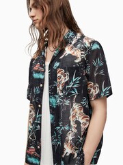 AllSaints Black Tagise 100% Cotton Shirt - Image 5 of 7