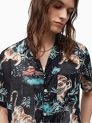 AllSaints Black Tagise 100% Cotton Shirt - Image 6 of 7