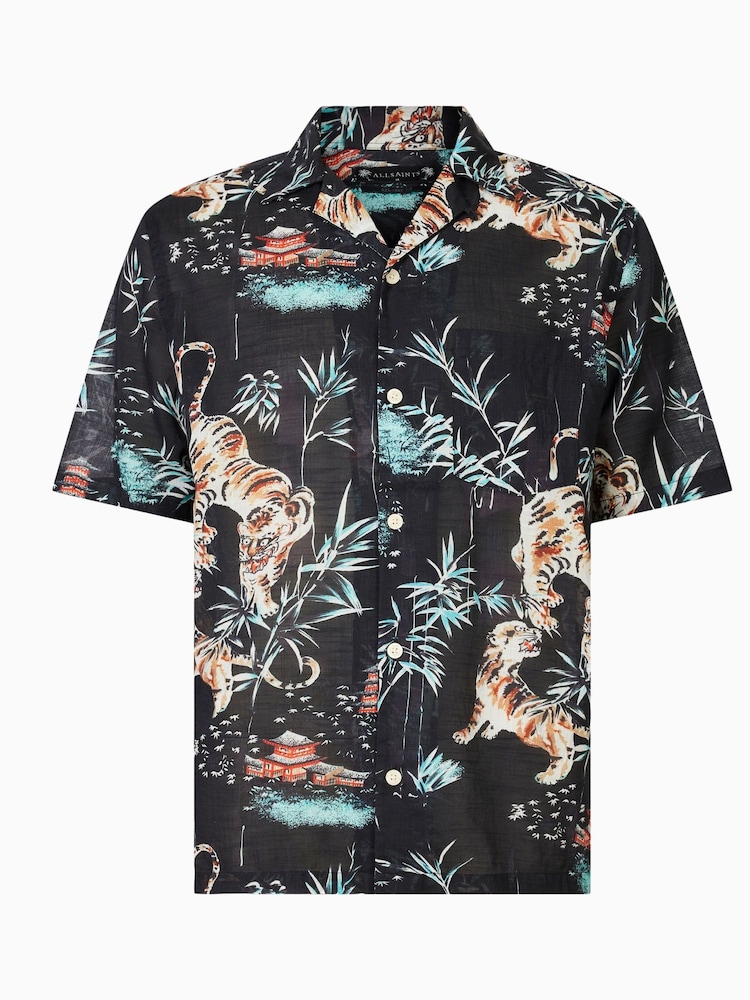 AllSaints Black Tagise 100% Cotton Shirt - Image 7 of 7