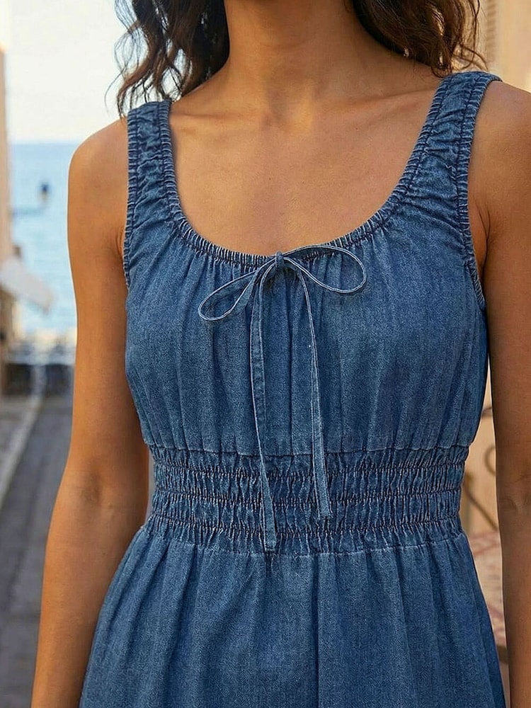 Roman Tie Front Tiered Dress - Imagen 4 de 4