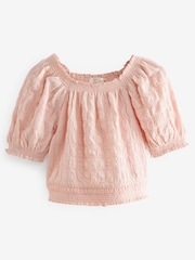 rožnata - Bubble Teksturirani Bardot Crop Top (3-16let) - Slika 4 iz 6