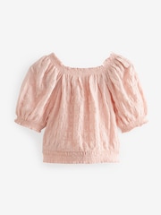 rožnata - Bubble Teksturirani Bardot Crop Top (3-16let) - Slika 5 iz 6