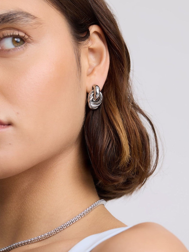D.Louise Silver Tone Classic Knot Earrings - Image 1 of 4 D.Louise Silver Tone Classic Knot Earrings - Image 1 of 4