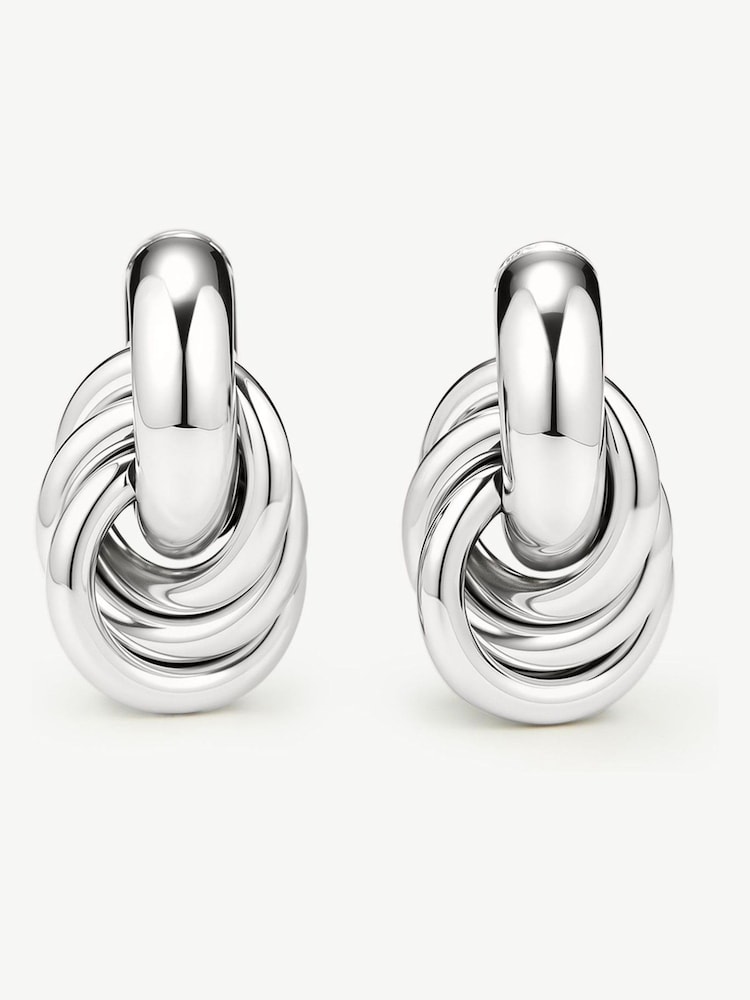 D.Louise Silver Tone Classic Knot Earrings - Image 4 of 4 D.Louise Silver Tone Classic Knot Earrings - Image 4 of 4