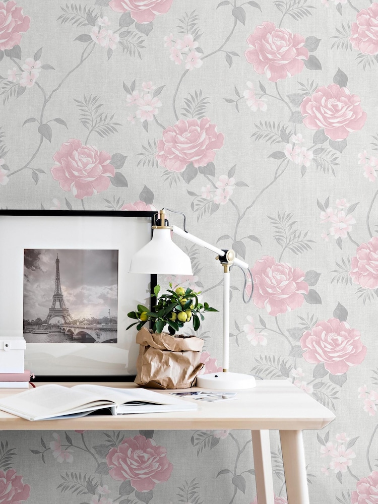 Muriva Pink Darcy James Rosalind Wallpaper - Image 1 of 4