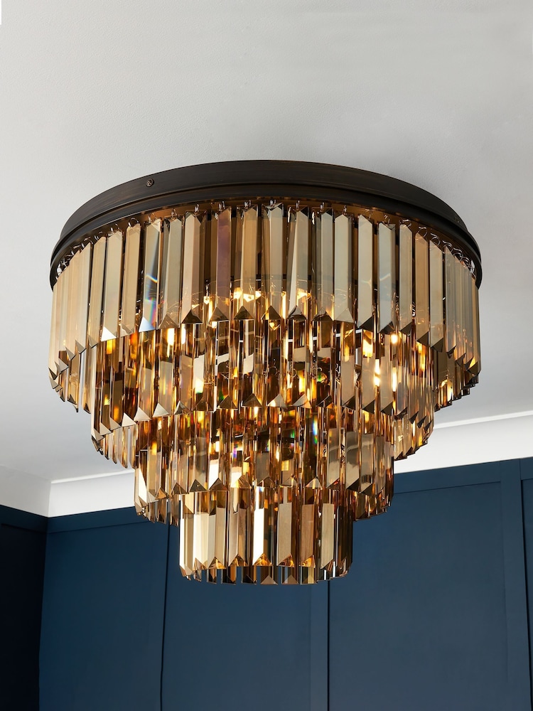 Visconte by BHS Bronze Ingot Crystal Pendant Flush Ceiling Fitting Ceiling Light - Image 1 of 5